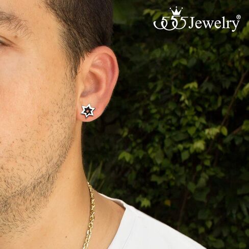 555Jewelry Hypoallergenic Stainless Steel Star of David Stud Earrings for Women & Girls in Saudi Arabia