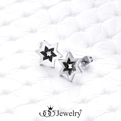 555Jewelry Hypoallergenic Stainless Steel Star of David Stud Earrings for Women & Girls in Saudi Arabia