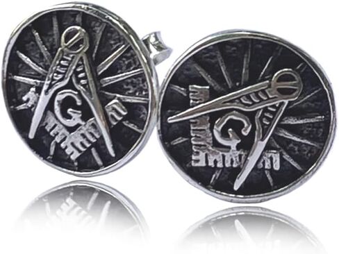 Freemasonry Stud Earrings,Masonic Freemasons silver.925 sterling in Saudi Arabia