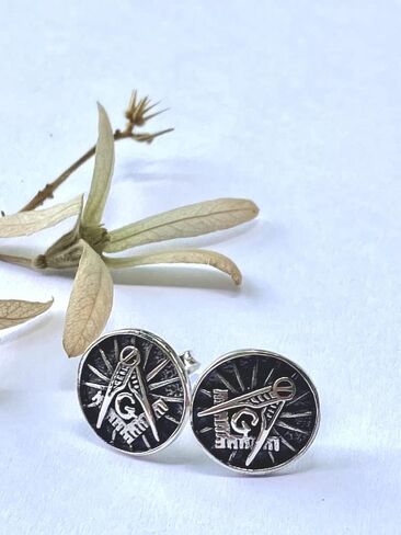 Freemasonry Stud Earrings,Masonic Freemasons silver.925 sterling in Saudi Arabia