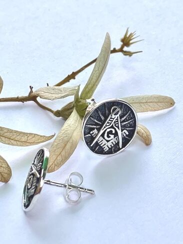 Freemasonry Stud Earrings,Masonic Freemasons silver.925 sterling in Saudi Arabia