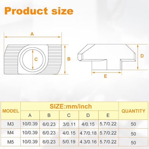 150 قطعة من صواميل T من سلسلة 2020، صواميل على شكل حرف T، صواميل مطرقة على شكل حرف T - صواميل T منزلق من الفولاذ الكربوني المطلي لملف الألومنيوم (M3، M4، M5) in Kuwait