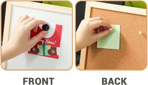 Cork Board White Board Combo, 16" x 12" Double Sided Magnetic Whiteboard Corkboard for Desktop and Wall, Wooden Frame Combo Memo Board with Adjustable Stand, Suitable for Office Home School in Saudi Arabia
