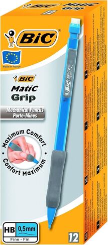Bic Matic Original Comfort 0.7mm Mechanical Pencils, Box of 12, Black, Blue in Saudi Arabia