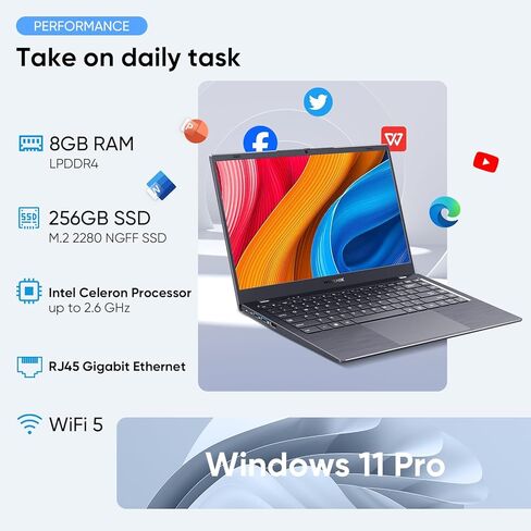 2024 Newest Laptop Computer, 8GB RAM Laptop 256GB SSD, Intel Celeron Processor Windows 11 Laptop, 14 Inch Full HD 1080P IPS School Laptop, Support 2.4G/5G WiFi, USB 3.0, Long Lasting Battery in Kuwait