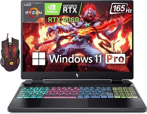 كمبيوتر محمول للألعاب acer Nitro 16، شاشة WUXGA 165 هرتز IPS مقاس 16 بوصة، AMD Ryzen 7 7840HS (تغلب على Intel i9-12900H)، NVIDIA GeForce RTX 4060، ذاكرة وصول عشوائي DDR5 سعة 24 جيجابايت، SSD 2 تيرابايت، WiFi 6E، لوحة مفاتيح بإضاءة خلفية، Windows 11 Pro in Saudi Arabia