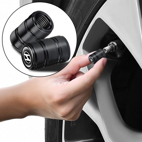 5 قطع من أغطية جذعية صمام الإطارات المعدنية مناسبة لسيارة Hyundai Elantra Sonata Tucson Santa fe Genesis Equus Azera Series أغطية صمامات، أغطية صمامات الهواء ملحقات تزيين التصميم - فضي in Kuwait