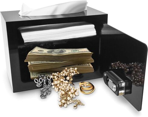 صندوق مناديل آمن - حامل صندوق مناديل أكريليك لتخزين الألعاب - مناديل متضمنة - آمن مع قفل مجمع لتخزين النقود والمال وما إلى ذلك - صندوق قفل آمن in Kuwait