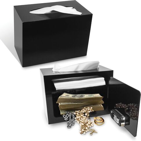 صندوق مناديل آمن - حامل صندوق مناديل أكريليك لتخزين الألعاب - مناديل متضمنة - آمن مع قفل مجمع لتخزين النقود والمال وما إلى ذلك - صندوق قفل آمن in Kuwait