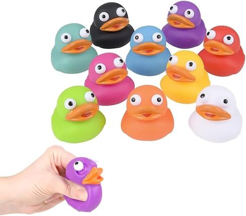 The Dreidel Company Rubber Duck Eye Poppers, Squeeze to Quack, Toy Assortment Duckies for Kids, Bath Birthday Gifts Baby Showers Summer Beach and Pool Activity, 2" (5-Pack) in Saudi Arabia