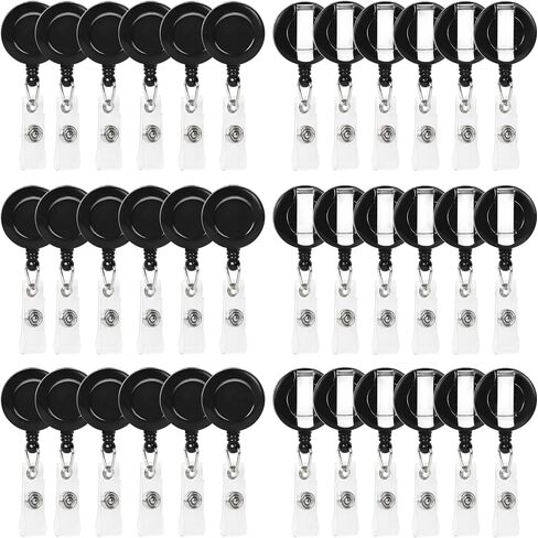 Simetufy 36 Pack Badge Reels Retractable Badge Holders Badge Clip for ID Holder, Name Card Holder with Belt Clip, Black in Saudi Arabia