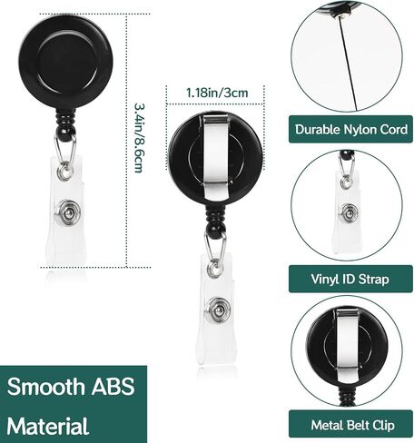 Simetufy 36 Pack Badge Reels Retractable Badge Holders Badge Clip for ID Holder, Name Card Holder with Belt Clip, Black in Saudi Arabia