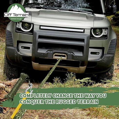 حبل ونش صناعي، 3/16 بوصة × 50 قدم، بوزن 4400 رطل مع خطاف وسدادة ونش in Kuwait