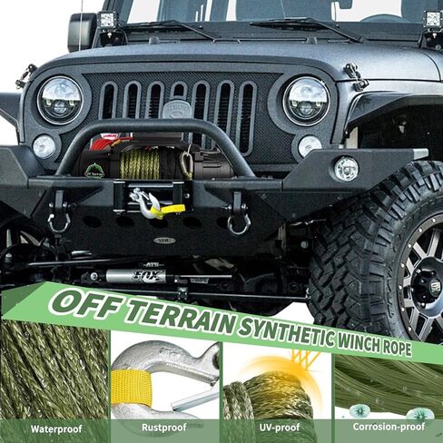 حبل ونش صناعي، 3/16 بوصة × 50 قدم، بوزن 4400 رطل مع خطاف وسدادة ونش in Kuwait