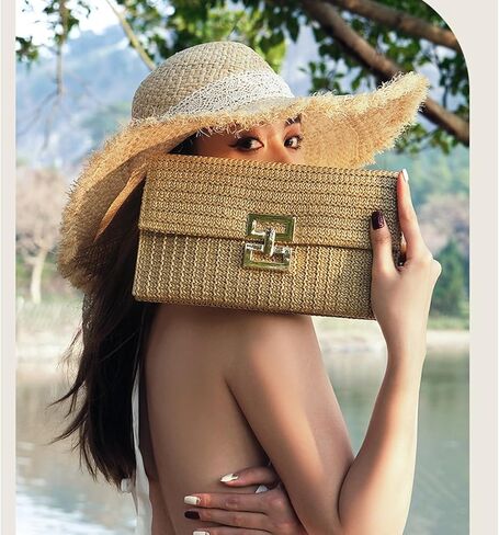 حقيبة يد نسائية على شكل فيونكة منسوجة من القش حقائب يد صغيرة لقضاء العطلات الصيفية على الشاطئ لحفلات الزفاف in Kuwait