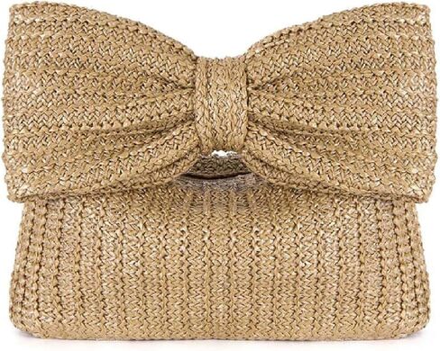 Women Bow Purse Straw Woven Clutch Bag Handbags Mini Summer Vacation Beach Tote for Party Wedding in Saudi Arabia