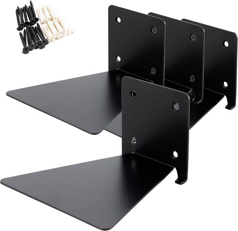 مجموعة VASGOR مكونة من 4 أرفف كتب عائمة غير مرئية، منظم أرفف كتب مثبت على الحائط شديد التحمل، حامل أرفف معدنية مثبت على الحائط للكتب (4، أسود) in Kuwait