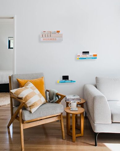 مجموعة VASGOR مكونة من 4 أرفف كتب عائمة غير مرئية، منظم أرفف كتب مثبت على الحائط شديد التحمل، حامل أرفف معدنية مثبت على الحائط للكتب (4، أسود) in Kuwait