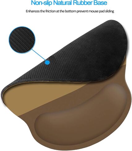 Wrist Rest Support Mouse Pad,Ergonomic Memory Foam Mouse Mat 9x10in Non-Slip Rubber Base Pain Relief Mousepad for Computer, Laptop(Beige Foam) in Saudi Arabia
