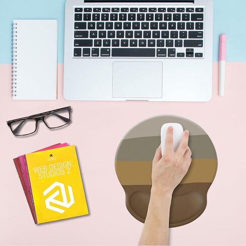 Wrist Rest Support Mouse Pad,Ergonomic Memory Foam Mouse Mat 9x10in Non-Slip Rubber Base Pain Relief Mousepad for Computer, Laptop(Beige Foam) in Saudi Arabia