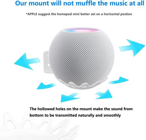 حامل تثبيت على الحائط لجهاز Homepod Mini (خالي من الحفر، معدن قوي، طلاء نهائي متين، سهل التركيب على الحائط، متوافق مع Homepod Mini، أبيض) in Kuwait