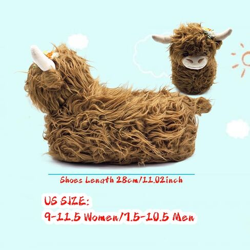 Highland Cow Cartoon Plush Slippers, Fluffy Scottish Cattle Slipper for Women and Men, Fuzzy Animals Cow House Shoes Valentines Gifts in Saudi Arabia