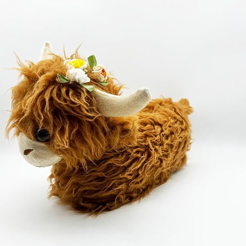 Highland Cow Cartoon Plush Slippers, Fluffy Scottish Cattle Slipper for Women and Men, Fuzzy Animals Cow House Shoes Valentines Gifts in Saudi Arabia