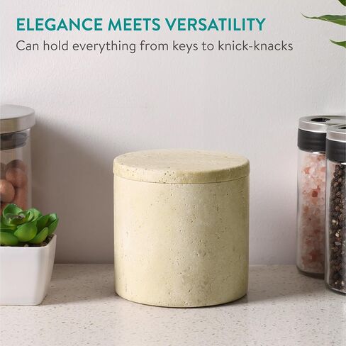 Navaris Marble Storage Jar - Thick & Durable Stone Pot with Lid - Kitchen and Home Canister Set - Kitchenware Storing Options - Add to Your Home Decor with Genuine Stone Container in Saudi Arabia