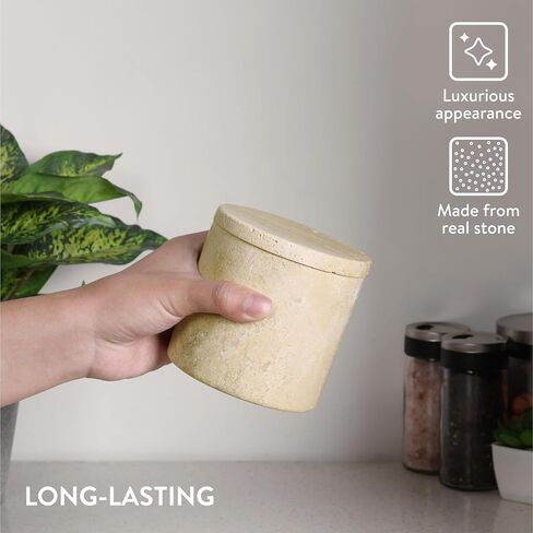Navaris Marble Storage Jar - Thick & Durable Stone Pot with Lid - Kitchen and Home Canister Set - Kitchenware Storing Options - Add to Your Home Decor with Genuine Stone Container in Saudi Arabia