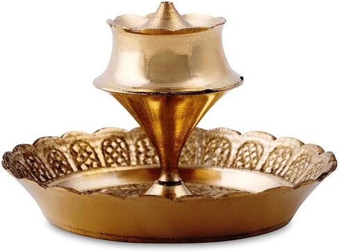 Brass Agarbatti Dhoop Sticks Holder Stand with Ash Catcher Incense Burner Holder 5 Stick Holes for Pooja at Home, Office, Mandir,Spiritual Events Positive Energy in Kuwait