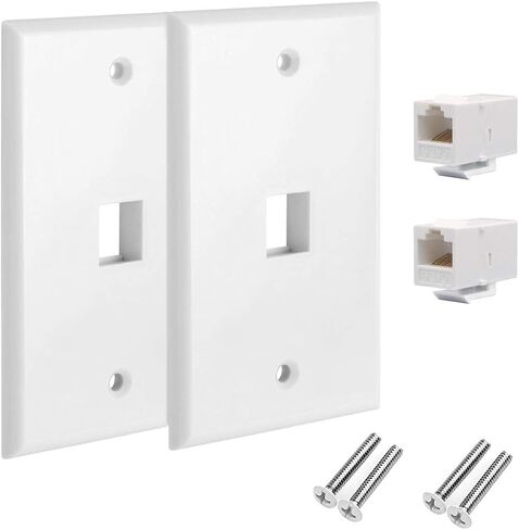 CAT.6 RJ45 Ethernet Wall Plate, OZXNO 1-Pack RJ45 Female to Female Keystone Jack Wallplate Removable Cat6 Inline Coupler Faceplate Compatible with Cat7/6/6e/5/5e Devices (1 Port) in Saudi Arabia
