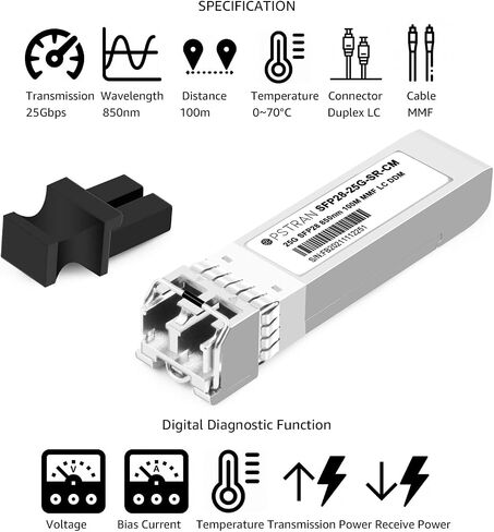 وحدة الإرسال والاستقبال الضوئية 25GBASE-LR SFP28 المتوافقة مع Juniper JNP-SFP-25G-LR 25G SFP28 1310nm 10km DDM دوبلكس LC SMF in Kuwait