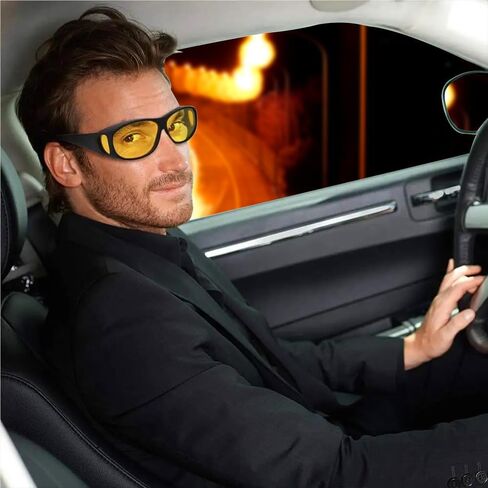 نظارات رؤية ليلية للقيادة مستقطبة تناسب الرجال والنساء نظارات ليلية مضادة للتوهج عالية الدقة باللون الأصفر in Kuwait