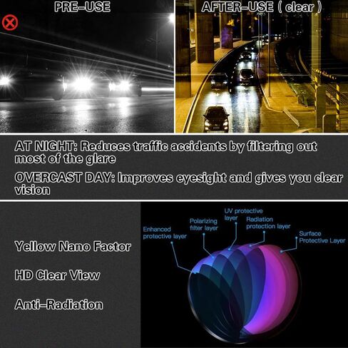 نظارات رؤية ليلية للقيادة مستقطبة تناسب الرجال والنساء نظارات ليلية مضادة للتوهج عالية الدقة باللون الأصفر in Kuwait