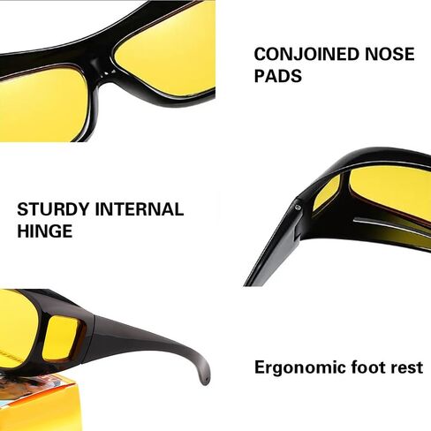 نظارات رؤية ليلية للقيادة مستقطبة تناسب الرجال والنساء نظارات ليلية مضادة للتوهج عالية الدقة باللون الأصفر in Kuwait