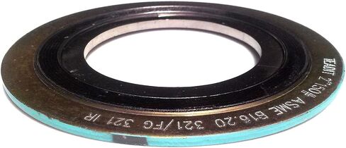 Sterling Seal and Supply, Inc. API 601 9000IR8321GR1500 حشية ملفوفة حلزونية مع حلقة داخلية 321SS، حجم أنبوب 8 بوصات × 1500# × (321SS/FG) للتطبيقات ذات الاختلافات في درجات الحرارة العالية و/أو اختلافات الضغط، شريط فيروزي مع شريط رمادي in Saudi Arabia