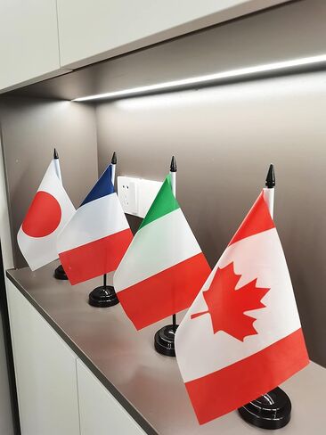 G8 countries Table Flag Kit,USA, Canada, United Kingdom, Table Flag, France, Germany, Italy Desk Flag,Office Flag,Table Flags with Stand Base, Flags of 8 countries in Kuwait