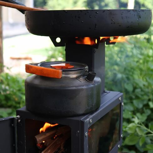 موقد صاروخ صغير مع حقيبة حمل - موقد تخييم محمول لحرق الخشب للطهي في الهواء الطلق، والتخييم، والنزهة، والشواء، والصيد، وصيد الأسماك - حجم صغير وخفيف الوزن - يمكن استخدامه على الطاولة in Kuwait