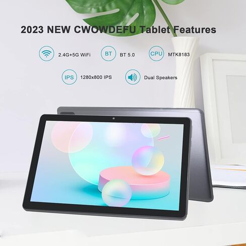 CWOWDEFU Tablet 10 inch Android 12 Tablets PC 6GB RAM+128GB ROM Octa-core CPU 2.0GHz, 2.4G / 5G WiFi Tabletas, Type-C/3.5mm Headphone Port/6000mAh Fast Charge, GPS in Kuwait