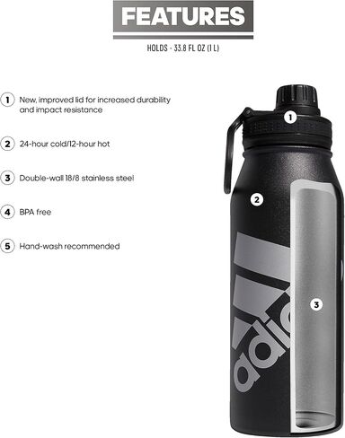 adidas Unisex 1 Liter (32 oz) Metal Water Bottle in Saudi Arabia