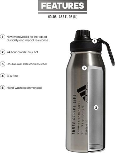 adidas Unisex 1 Liter (32 oz) Metal Water Bottle in Saudi Arabia