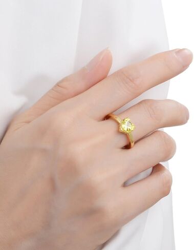 Solitaire Heart Ring in Yellow Sapphire, Blue Sapphire, Moissanite, Garnet, Pink Amethyst, Blue Topaz, Alexandrite Heart Ring for Women Mothers Day Gift for Her in Kuwait