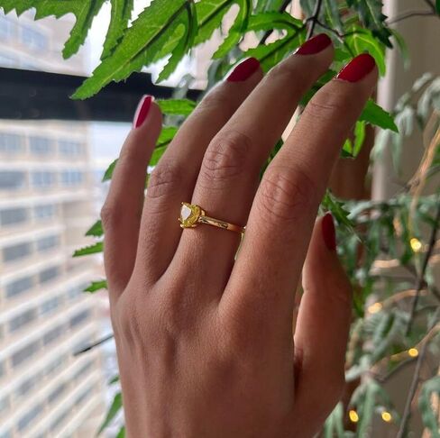 Solitaire Heart Ring in Yellow Sapphire, Blue Sapphire, Moissanite, Garnet, Pink Amethyst, Blue Topaz, Alexandrite Heart Ring for Women Mothers Day Gift for Her in Kuwait