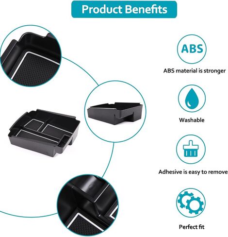 Center Console Armrest Storage Box Organizers Phone Tray Accessories for Kia Sorento 2016 2017 2018 2019 2020 Armrest Storage Box Secondary Insert Tray Coin Container Black Made of ABS (Armrest) in Saudi Arabia