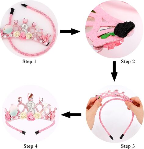 7th Birthday Headband Flower Birthday Crown for Girls 7th Birthday Decorations for Girl Pink Hair Band Cute 7 Year Old Princess Tiara Birthday Party Decorations Accessory in Saudi Arabia