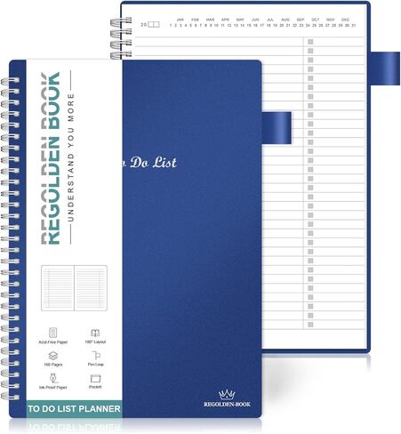 Regolden-Book To Do List Notebook, Daily Planner for Work, Project Tasks & Personal Organizer, Checklist Man/Women, Pocket, Pen Loop, 160 Pages (7"x10") in Saudi Arabia
