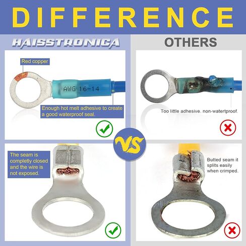 haisstronica 120PCS Heat Shrink Wire Connectors-Marine Grade Heat Shrink Butt Connectors-Electrical Connectors Kit of Tinned Red Copper,AWG 22-10 Crimp Insulated Ring Fork Butt Splice(3Colors) in Saudi Arabia