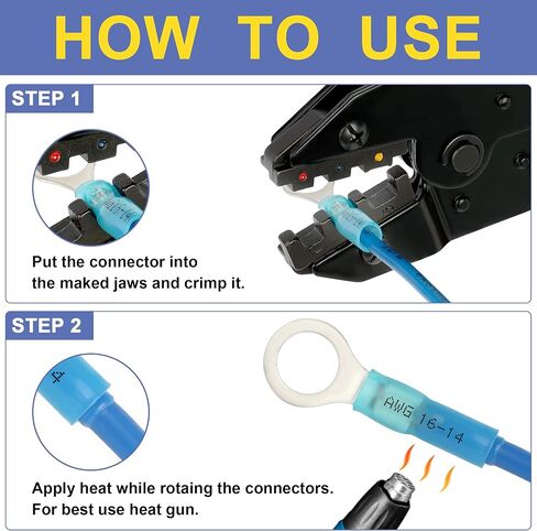 haisstronica 120PCS Heat Shrink Wire Connectors-Marine Grade Heat Shrink Butt Connectors-Electrical Connectors Kit of Tinned Red Copper,AWG 22-10 Crimp Insulated Ring Fork Butt Splice(3Colors) in Saudi Arabia