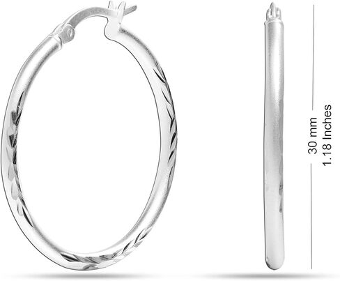 LeCalla 925 Sterling Silver Two-Tone Three-Tone Hoop Earrings | Round Shape Polished Italian Diamond-Cut Twisted Earring Hoops for Women in Saudi Arabia