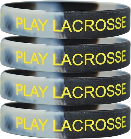LAX Lacrosse Bracelet Silicone Wristband (4-Pack) (Motivational Quote) (Eat, Sleep, Play Lacrosse) - Gray,Black in Saudi Arabia